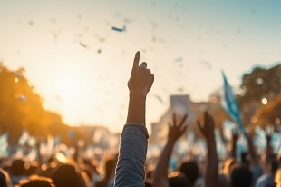 Hand raised in crowd